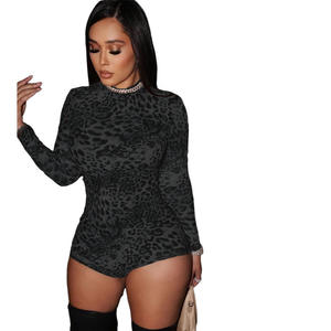 欧美女装时尚性感圆领长袖豹纹女式紧身衣 - Product Image 5