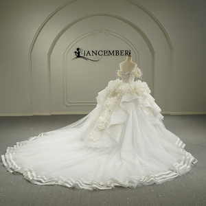 Robes de mariée Jancember GT26008 Royal Boat Neck Ruffle 3d Flower pour femmes - Product Image 3