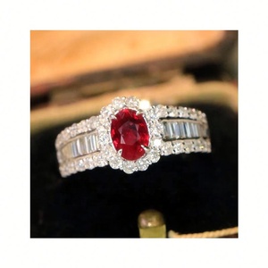 Custom Solid 18K Gold Classic Wedding Engagement <b>Ring</b> with Oval Natural <b>Ruby</b> Brilliant <b>for</b> <b>Women</b> Anniversary Gift - Product Image 1