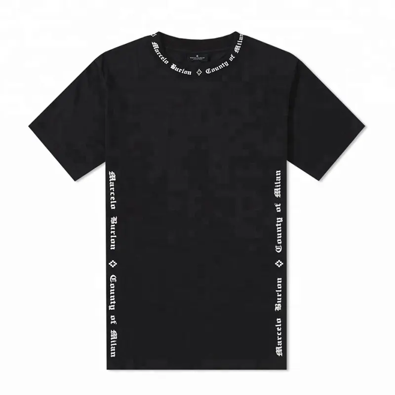 T-shirt homme noir 95 coton 5 Spandex O Neck Side Screen Printing T Shirt Hommes Graphic T shirts