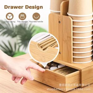 Wooden Paper <b>Cup</b> Storage Rack 12oz Desktop Coffee <b>Cup</b> Holder <b>Disposable</b> <b>Cup</b> Organizer - Product Image 4