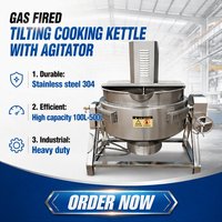 Marmite de cuisson à gaz à double enveloppe 100L 200L 300L 500L, basculante avec agitateur, en acier inoxydable 304 pour sauces et confitures