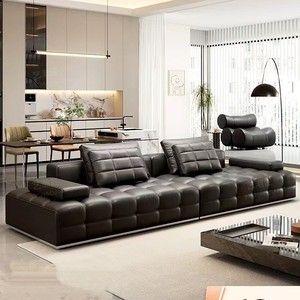 Nuevo Sofá Italiano Minimalista de Cuero de Grano Completo 2026 para Sala de Estar Amplia - Product Image 1