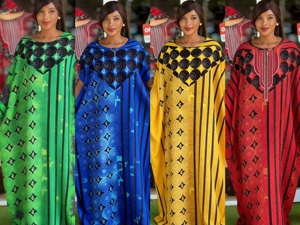 Nouvelle <span class=keywords><strong>Robe</strong></span> Décontractée d'Été Africaine pour <span class=keywords><strong>Femme</strong></span>, Grande <span class=keywords><strong>Taille</strong></span>, Ample et Élégante, Imprimée avec Strass, Style Ethnique et Foulard Intégré - Product Image 2