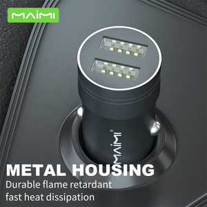 Maimiミニアルミユニバーサル携帯電話カーチャージャーアダプター急速充電携帯電話デュアル<span class=keywords><strong>USB</strong></span>ポートカーチャージャー - Product Image 2