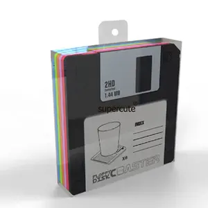 SUPERCUTE Floppy Disk Silicone Bar Drink Coaster 3.5" Diskette Novelty Design