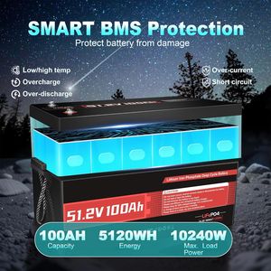 48V 100Ah Lifepo4 リチウム電池 200A BMS 低温保護 6000+ ディープサイクル ゴルフカート、RV、オフグリッド用途向け - Product Image 4