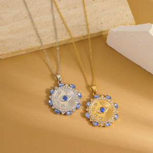 Compass Eyes Contrasting Zircon <strong>Coins</strong> Baroque Fashion Classic Trendy Jewelry <strong>Necklace</strong> - Product Image 5