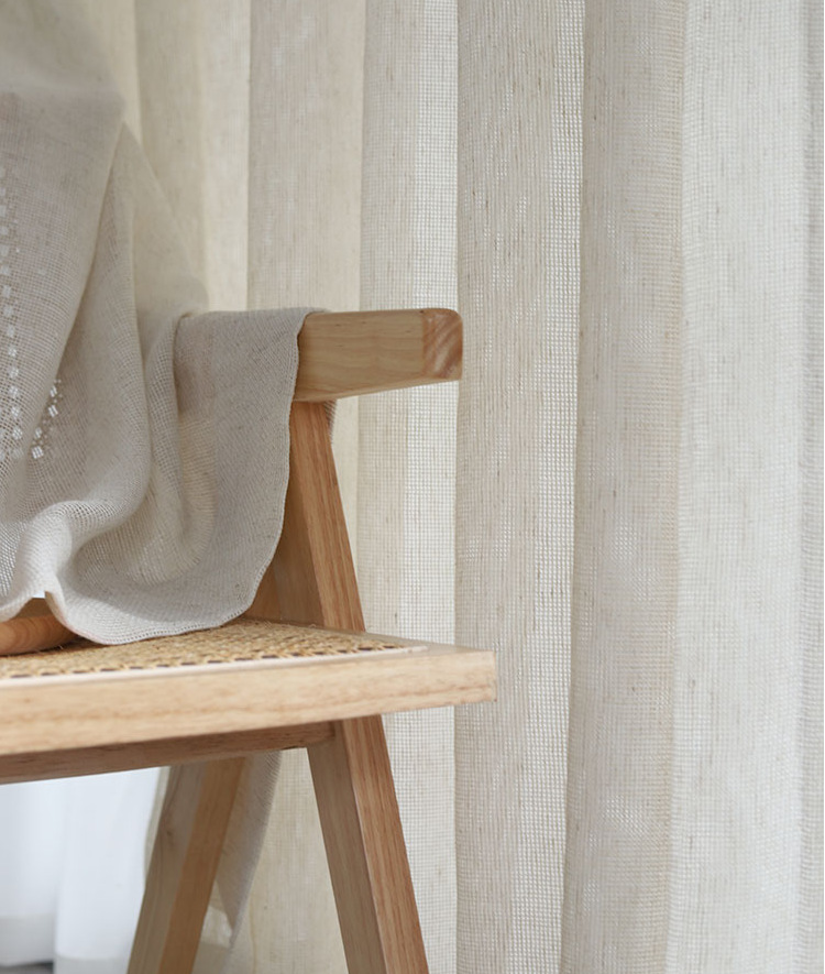Japanese style Elegant design linen window curtain bedroom yarn dyed ready made curtains for the living room
