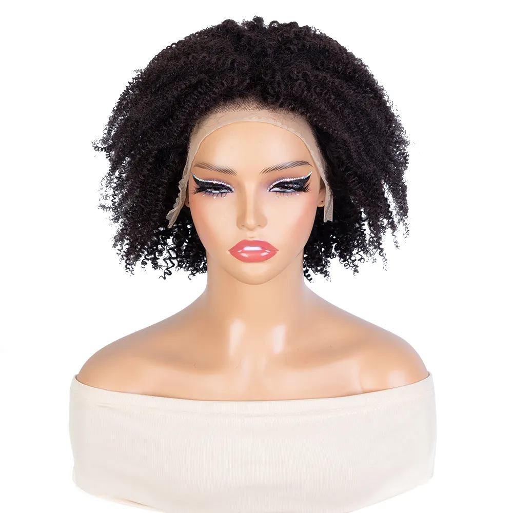 Kinky Curly Bob Pruik 13*4 Lace Frontale Human Hair Pruiken Pre Geplukt Braziliaanse Rechte Bob Lace Frontale Pruiken Voor Zwarte Vrouwen