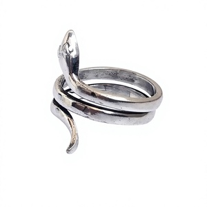 Anillo de serpiente Chapado en plata, de alta calidad, latón dorado, acabado hecho a mano, pulido - Product Image 4