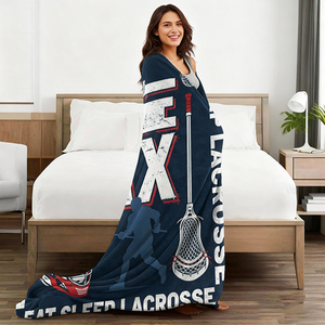 Couverture en flanelle Eat Sleep Lacrosse, thème « Love LAX », jeté doux pour les joueurs de lacrosse, les fans, cadeau sportif, décoration de la maison, couverture en flanelle - Product Image 2