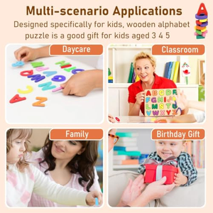 Tablero de Madera 3D con Alfabeto y Números, Juguete Educativo para Niños, Unisex - Product Image 3