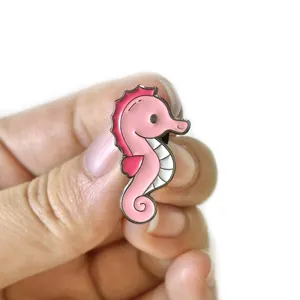 Wholesale Cute Anime Seahorse Lapel Pins Black Nickel Hard/Soft Enamel Metal Custom Die Cut Stamping Iron for Logo Art Gift