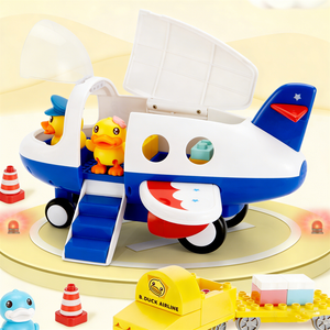 Modèle d'<span class=keywords><strong>avion</strong></span> transformable à friction pour enfants, blocs de construction, ensemble de jouets éducatifs en plastique à inertie à assembler soi-même pour enfants - Product Image 2