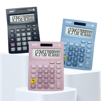 Calculatrice de bureau électronique bleu rose à 12 chiffres de conception chaude grandes clés en plastique double fonctionnement à énergie solaire à usage général