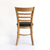 Chaise de salle à manger en bois de hêtre avec assise rembourrée en cuir PU noir, dossier à lattes, chaise d'appoint en bois pour restaurant, maison, cuisine