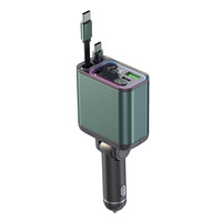 Chargeur rapide rétractable 65W à double port Type-C 4 ports PD QC3.0 avec indicateur LED 12-24V pour allume-cigare de voiture
