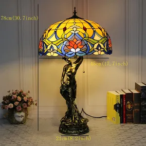 Tiffany masa lambaları barok vitray ülke tarzı başucu ışıkları güzellik tabanı oturma yatak odası için dekorasyon