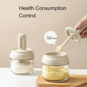 280Ml 9.4Oz Thủy Tinh Gia Vị Lọ Với Có Thể Thu Vào Muỗng Nắp Kín Đường Chủ Muối Hạt Tiêu Container Cà Phê Thanh Phụ Kiện - Product Image 3
