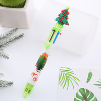 Stylo bille en plastique à 6 couleurs à base d'huile, fonction clic, motif dessin animé, cadeau de Noël original pour étudiants et enfants, écriture 0,5 mm