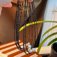 Collier de perles d'été tendance, collier baroque fin à perles, colliers noirs pour femmes