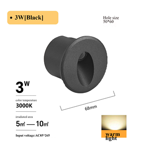 Lumière d'<span class=keywords><strong>escalier</strong></span> murale LED miniature carrée ronde étanche IP65 pour extérieur et intérieur, éclairage encastré pour marches, éclairage latéral d'<span class=keywords><strong>escalier</strong></span>, couleur noir et blanc, 3W - Product Image 3