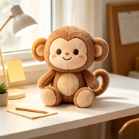Boneka Monyet Cokelat Netral Zoo, Dapat Dikustomisasi Fitur Telinga dan Ekor, Mainan Hias untuk Dekorasi Rumah Keluarga