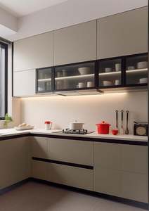 Gabinete personalizado de gama alta Muebles de cocina Estilo moderno Juego completo automático Cocina Gabinete de cocina de PVC blanco para apartamento - Product Image 5