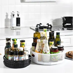 360 degrés rotatif étagère à épices organisateur maison cuisine accessoires Supplie assaisonnement support salle de bain douche maquillage plateau de rangement