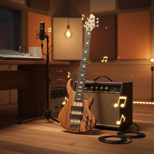 HUASHENG Bajo Eléctrico de 43 Pulgadas y 6 Cuerdas, Instrumento Musical Profesional para Espectáculos, Madera de Nogal <span class=keywords><strong>Okumen</strong></span> - Product Image 2