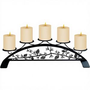 Candelabro de Hierro de Cinco Brazos para Navidad o Bodas, Hecho a Mano, Decorativo, para Mesa - Product Image 1