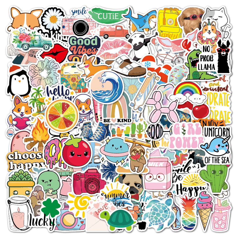 100 Adesivi Unicorno - Stickers Vinile Impermeabili Per Skateboard E Laptop