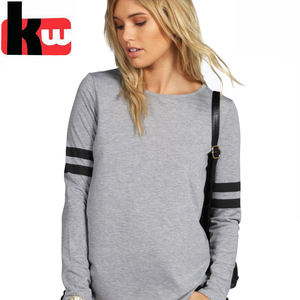 <span class=keywords><strong>Camiseta</strong></span> suave de algodón 100% para mujer, <span class=keywords><strong>camiseta</strong></span> de manga larga transpirable con cuello redondo - Product Image 2