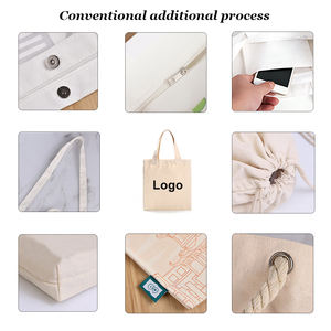 Bolso de mano liso en blanco con logotipo impreso personalizado, bolso de lona, bolso de compras de lona reutilizable portátil para viajes - Product Image 5