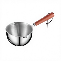 Pot anti-éclaboussures en acier inoxydable avec poignée en bois, design métallique, pour l'huile de piment, le beurre et l'huile, ustensile de cuisine