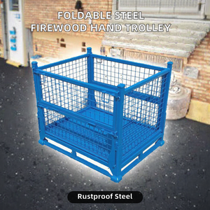 Yougu Firewood Hand <b>Trolley</b> <b>Foldable</b> Steel Collapsible Hot-Dip Galvanized ODM Assembled Storage Container - Product Image 2