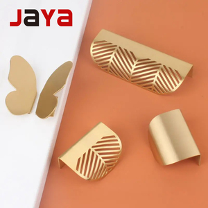 JAYA Furniture <strong>Handle</strong> Knob Nordic Light Luxury Brass Leaf and butterfly Shape <strong>Handle</strong> Without Punching <strong>Copper</strong> <strong>Handle</strong> - Product Image 1