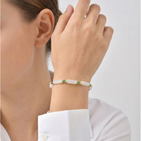 Bracelets porte-bonheur vintage en pierre naturelle agate blanche et jade vert bambou de Bingxin Jewelry pour femmes