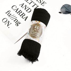 Wholesale New Autumn/Winter Crimped Polyester Solid Hijab Breathable <b>Sunscreen</b> Shawl for Women Scarf Muslim - Product Image 3