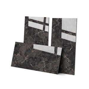 Azulejos de Baño de Mármol Alemán con Aspecto de <span class=keywords><strong>Pizarra</strong></span> Negro Dorado, Azulejos de Cerámica Europeos Esmaltados de Alto Brillo, Azulejos de Porcelana Clásicos Pulidos para Piso - Product Image 1