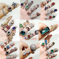 Vente en gros Fashion Colorful Zirconia Promise Engagement Bridal Wedding Rings personnalité retro superflash mosan diamond ring