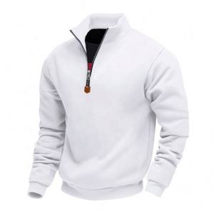 <span class=keywords><strong>Abrigo</strong></span> Holgado de Color Sólido para Hombre, Talla 6XL, Otoño, Cuello Alto de Terciopelo, Cierre de Cremallera, Tela de Rizo, Teñido Liso, Poliéster/Algodón - Product Image 1