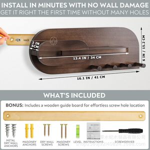 Wooden <b>Key</b> Rack <b>Wall</b> Mounted Mail <b>Holder</b> With Hooks For <b>Keys</b> And Bags Living Room Storage Organizer - Product Image 4