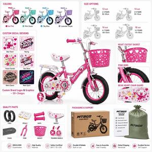 <span class=keywords><strong>Bicicleta</strong></span> Infantil MTBGO Rosa Princesa en Oferta, 12, 14, 16 Pulgadas, con Ruedas de Entrenamiento Extraíbles, Llanta de Acero, para Niñas Pequeñas - Product Image 2
