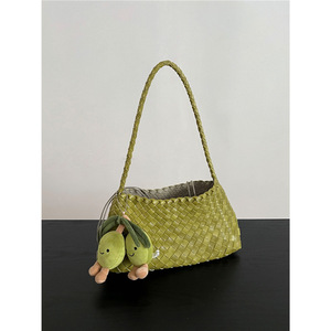 2025 fournisseur en gros en ligne mode PU cuir femmes unique épaule tissé sac motif géométrique étanche à l'eau fermeture ouverte - Product Image 1