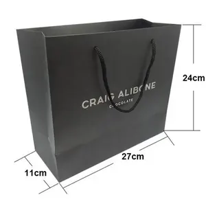 カスタム卸売高級アイロンシルバーロゴ衣類ショッピング包装袋紙ハンドバッグ