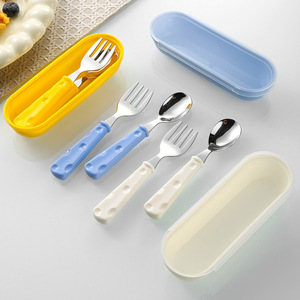 Tenedores y cucharas para niños de acero inoxidable 304, sin BPA, con mangos coloridos para niños de 2 a 4 años, utensilios para alimentación autónoma - Product Image 3