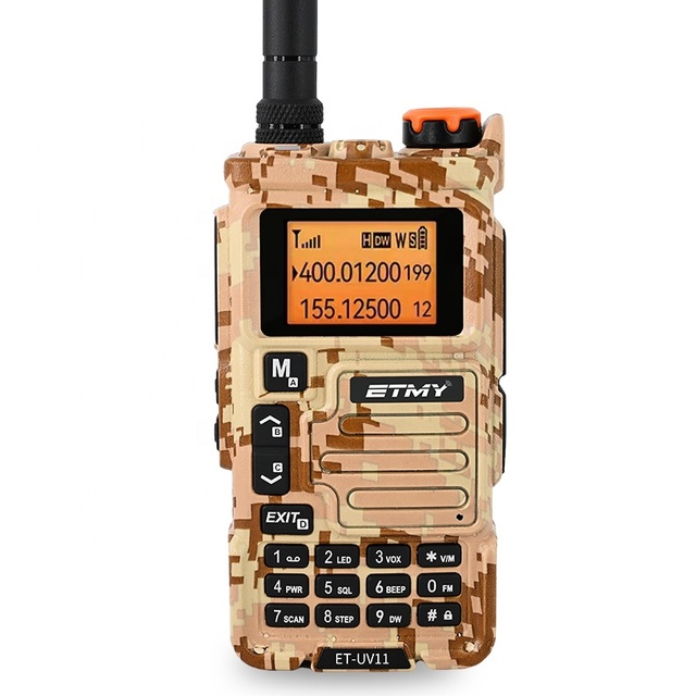 ETMY ET-UV11 Analog Two Way Radio VHF UHF Dual Band Amateur Handheld Radio Camouflage Black Color Long Range Walkie Talkie