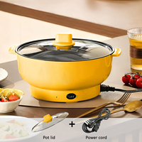 Casserole électrique antiadhésive avec couvercle en verre trempé, pot intérieur amovible, multifonctionnelle, pour cuisson à la vapeur et friture, capacité 2L, 800W, usage domestique
